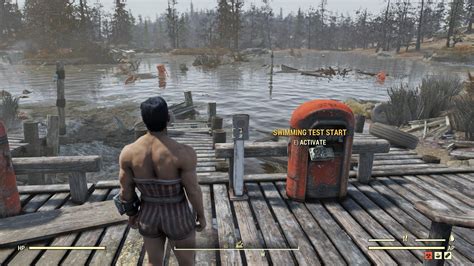 To reach the site follow the canoe signs from Spruce Knob Campground, it's on a small dock on th. . Fallout 76 swimming exam